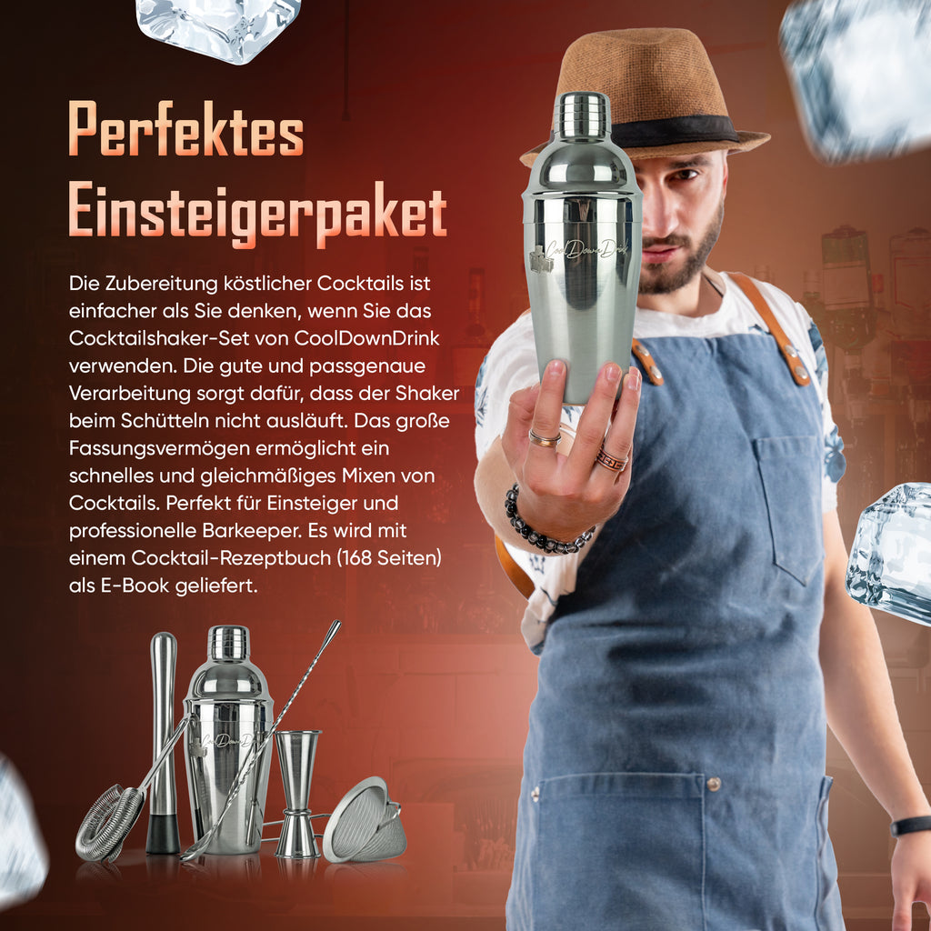 Cocktailshaker-Sets, 6-teilig aus Edelstahl von CoolDownDrink