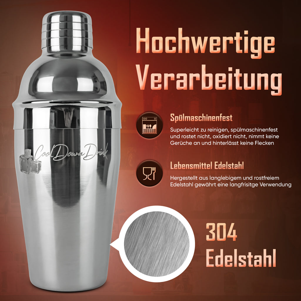 Cocktailshaker-Sets, 6-teilig aus Edelstahl von CoolDownDrink