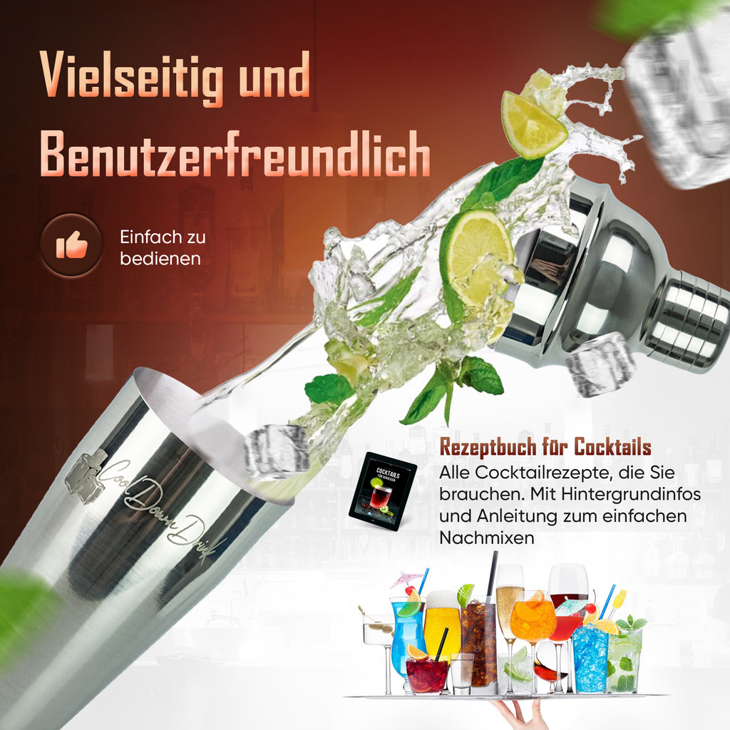 Cocktailshaker-Sets, 6-teilig aus Edelstahl von CoolDownDrink