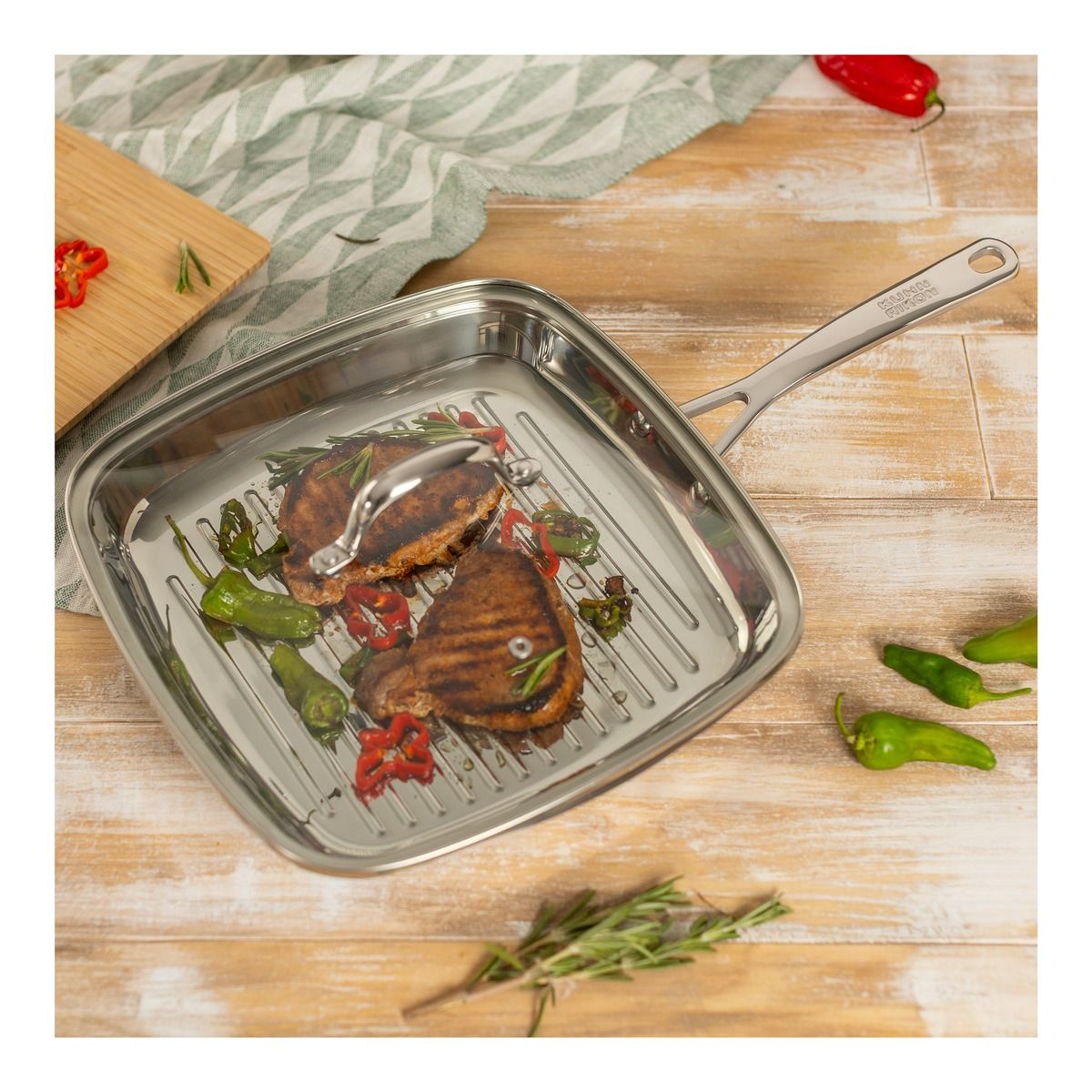 Kuhn Rikon Allround Grillpfanne unbeschichtet gerillt Ø27x27cm2
