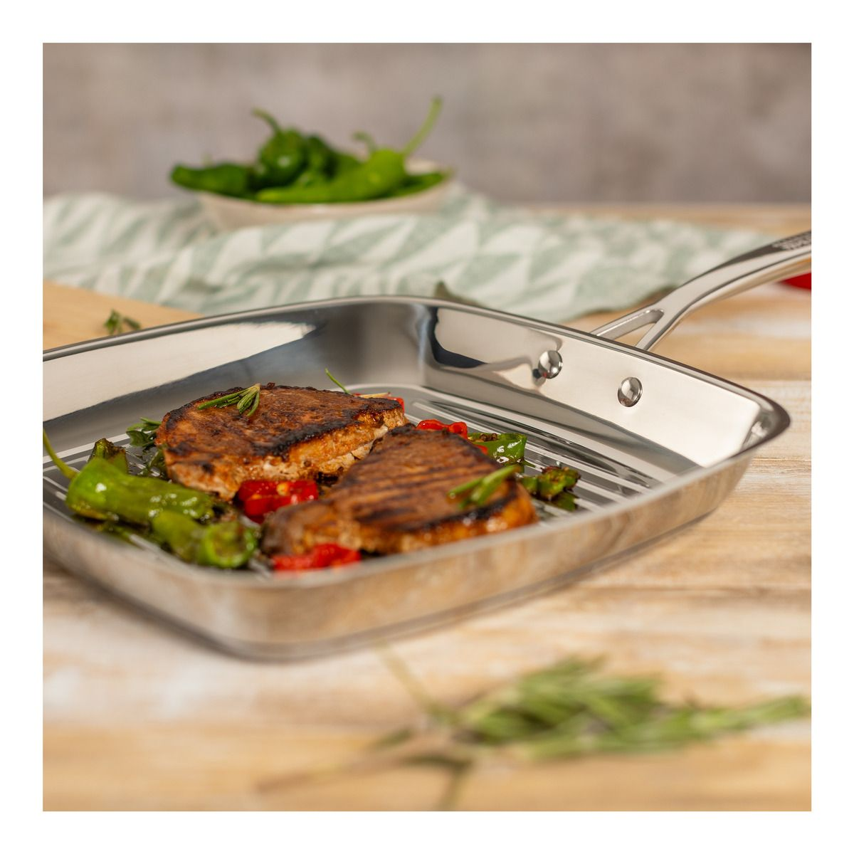 Kuhn Rikon Allround Grillpfanne unbeschichtet gerillt Ø27x27cm3