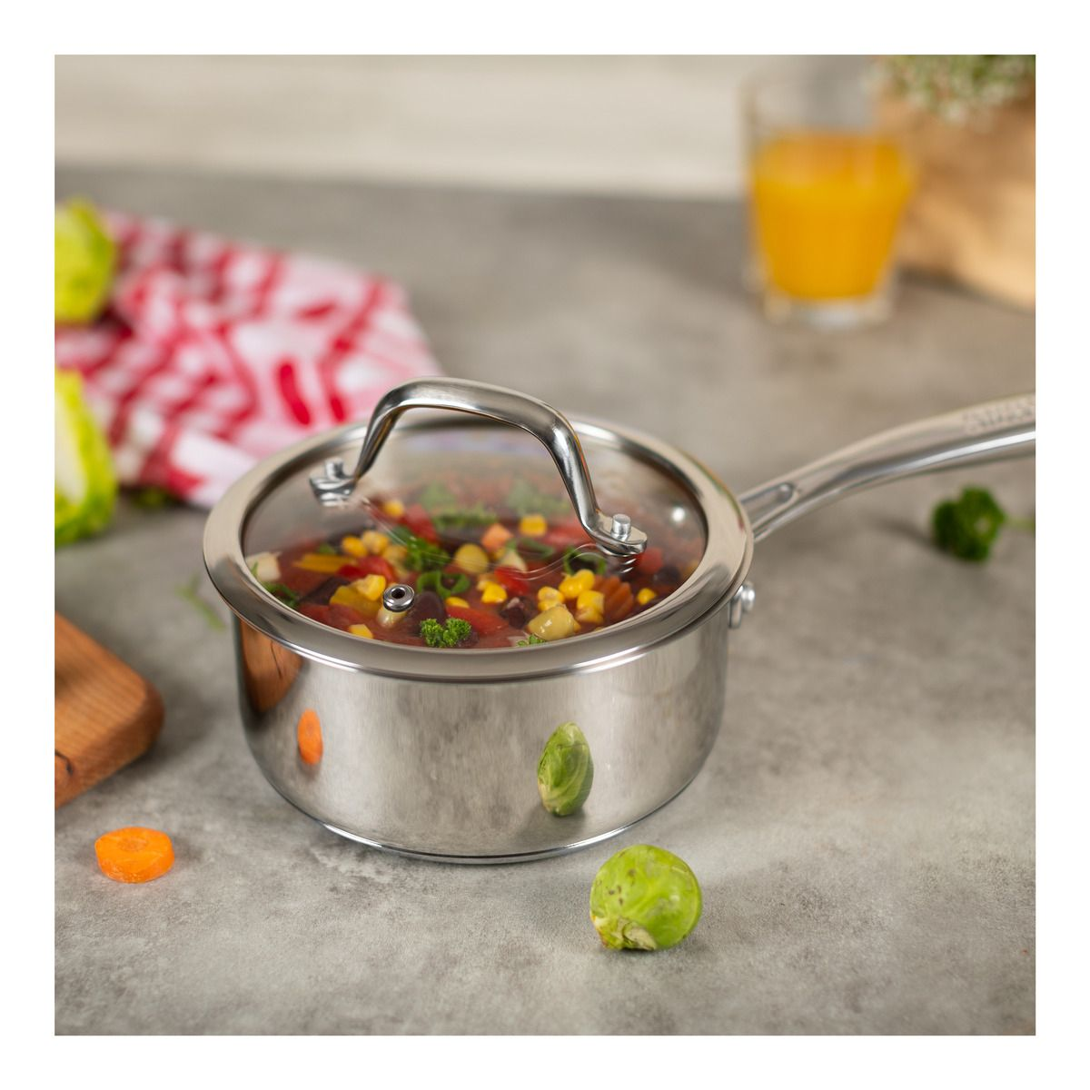 Kuhn Rikon Stielkasserolle, Ø14cm1L mit Deckel 3