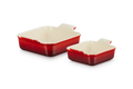 Le Creuset 2er-Set quadratische Auflaufform Traditionell 13 20cm Kirschrot