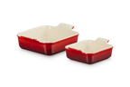 Le Creuset 2er-Set quadratische Auflaufform Traditionell 13 20cm Kirschrot