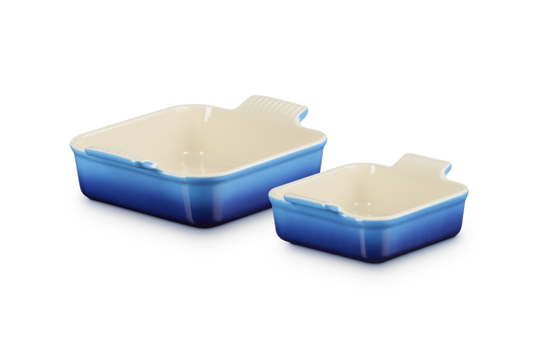 Le Creuset Auflaufform Traditionell 2er-Set quadratische 13 20cm Azure