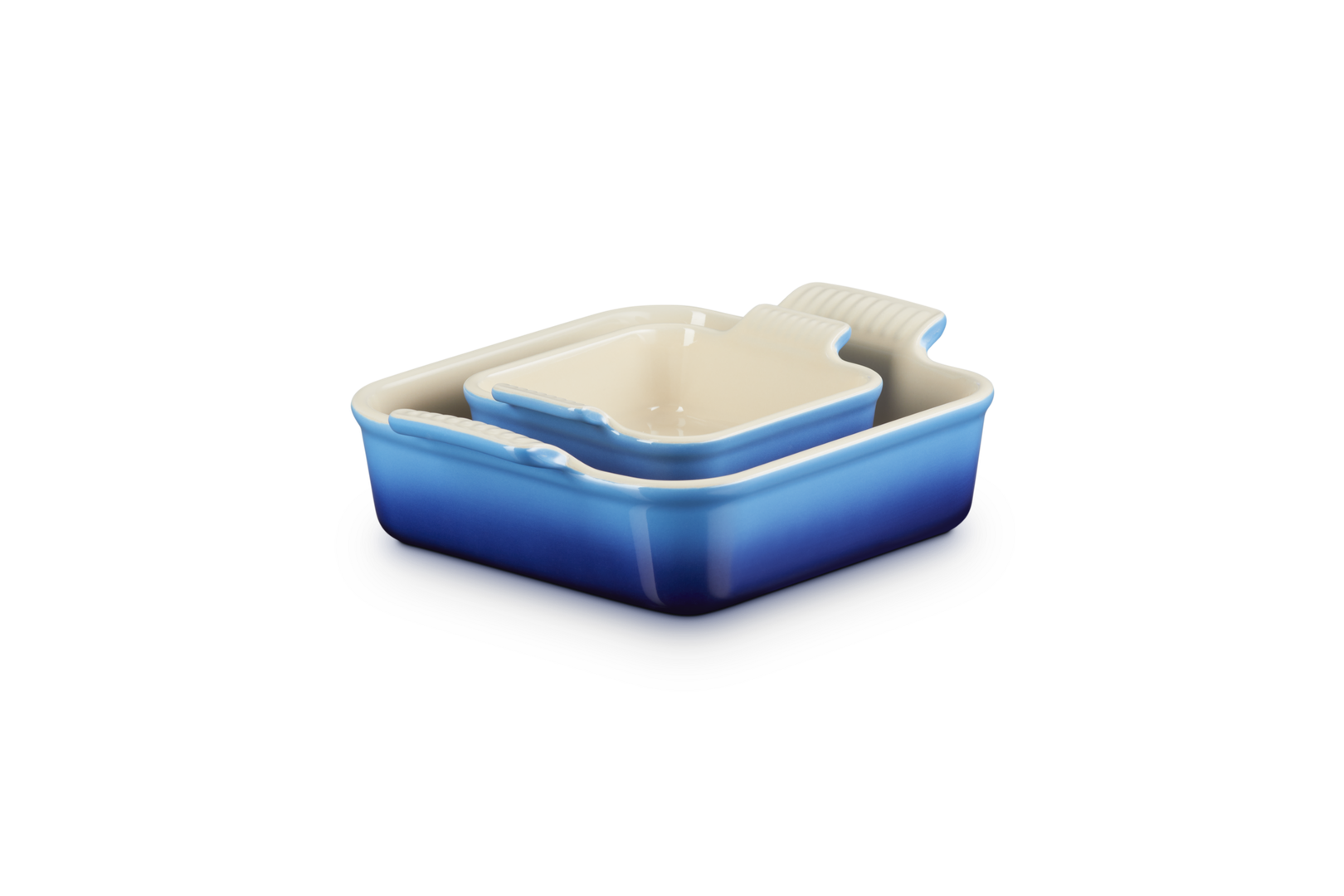Le Creuset Auflaufform Traditionell 2er-Set quadratische 13 20cm Azure1
