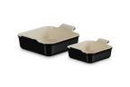Le Creuset Auflaufform Traditionell 2er-Set quadratische 13 20cm Schwarz Glänzend