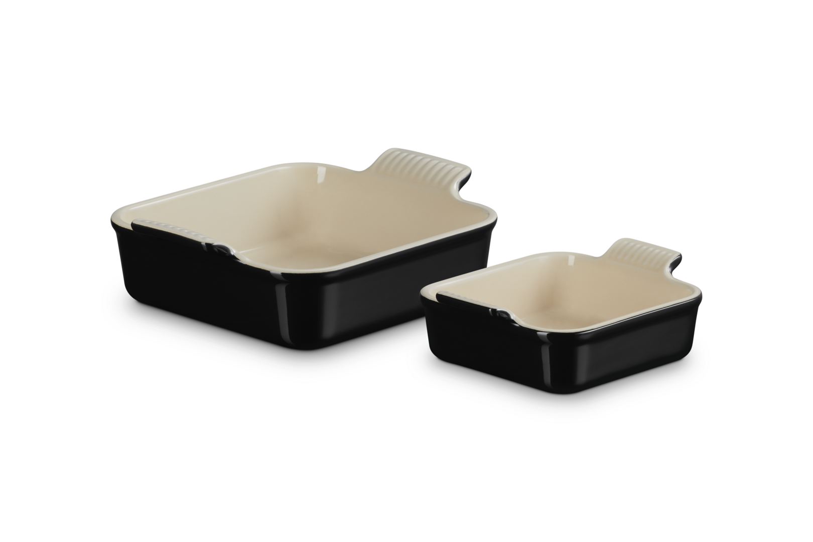 Le Creuset Auflaufform Traditionell 2er-Set quadratische 13 20cm Schwarz Glänzend
