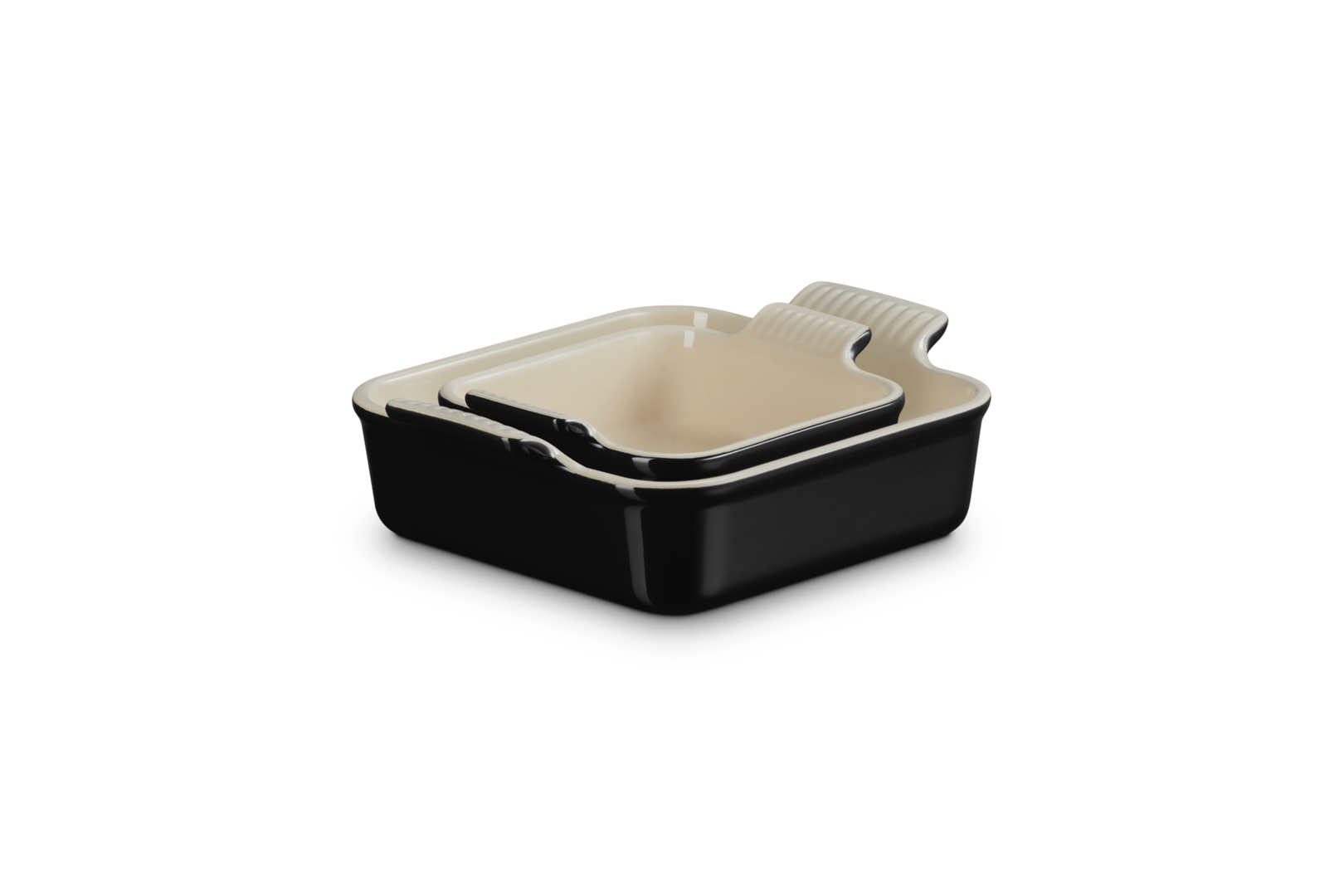 Le Creuset Auflaufform Traditionell 2er-Set quadratische 13 20cm Schwarz Glänzend1
