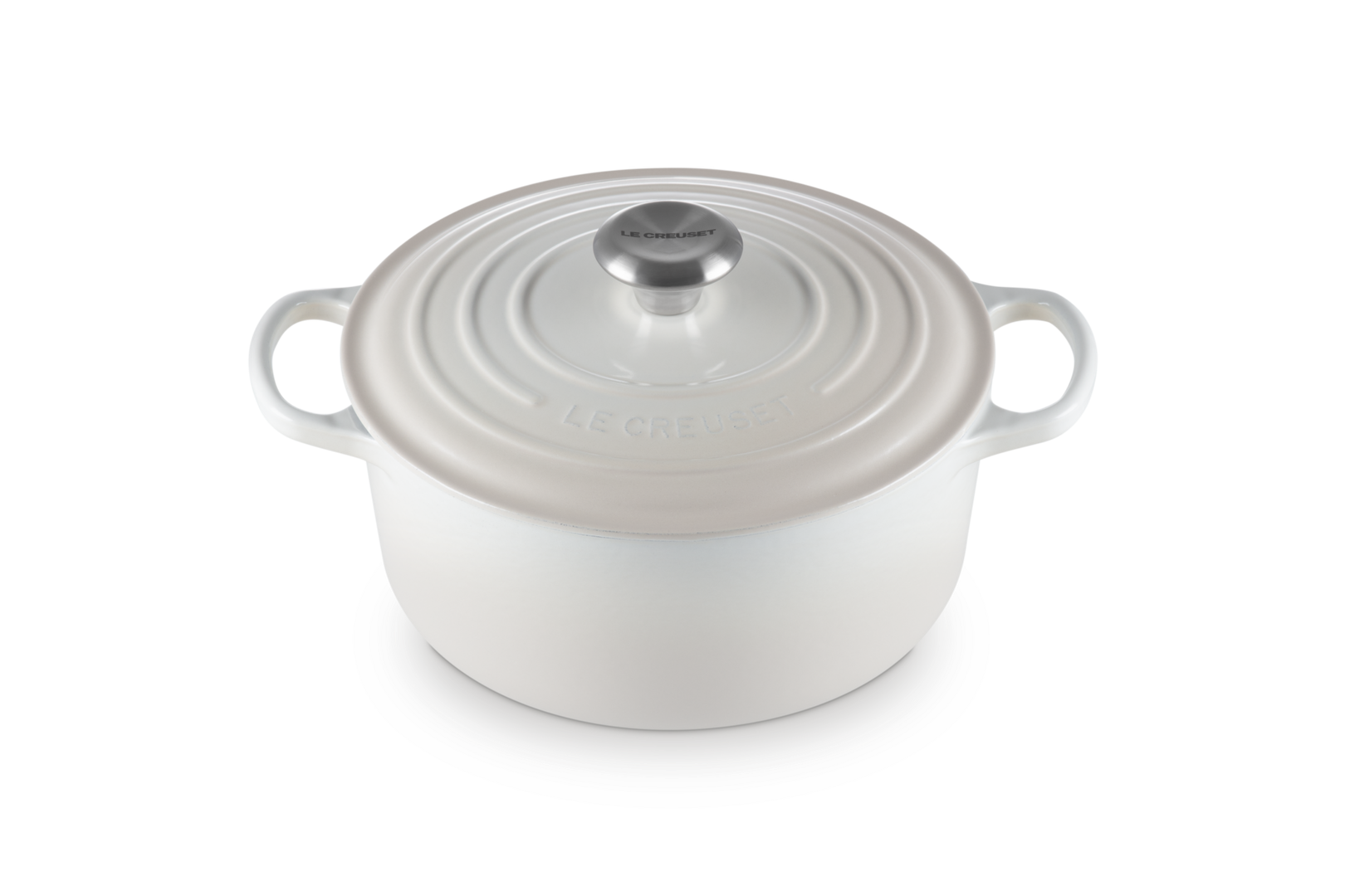 Le Creuset Runder Bräter aus Gusseisen Ø24cm 4,2L Meringue1