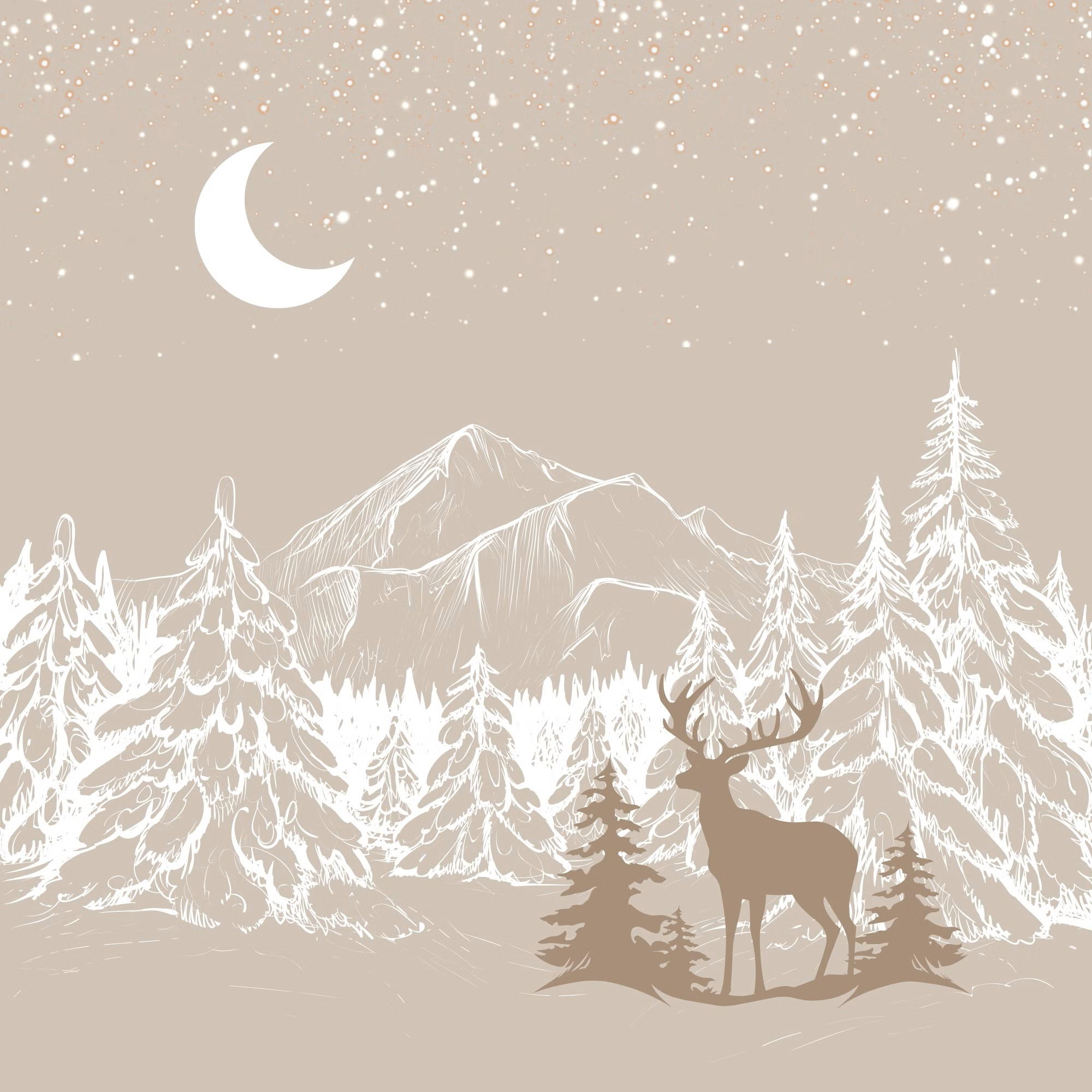 Papier-Serviette „Winterlandschaft mit Hirsch“ 20 Stück