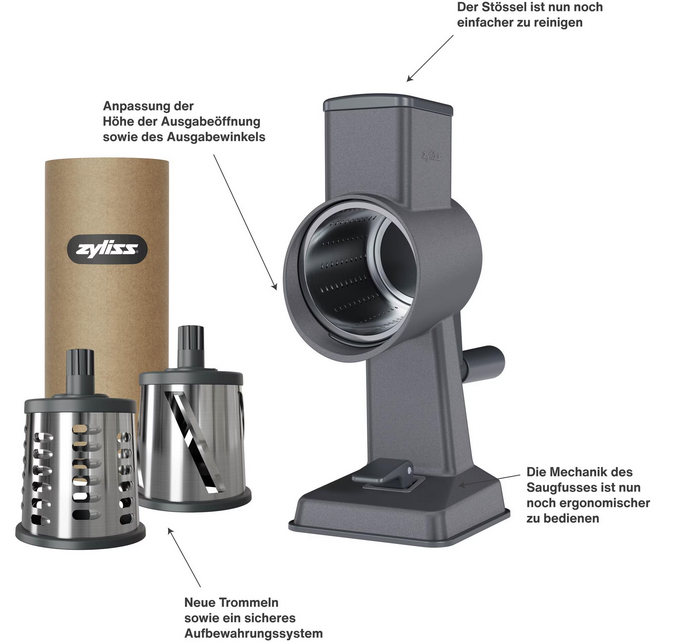 Zyliss Trommelreibe Gourmet Grau/Silber