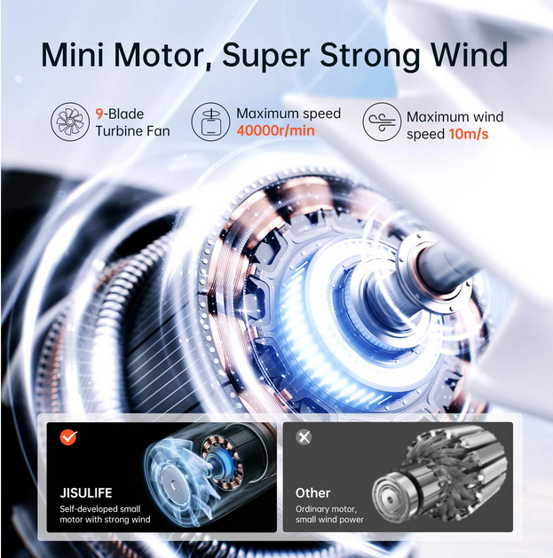 Jisulife Handventilator Life9 Schwarz Tragbarer Ventilator