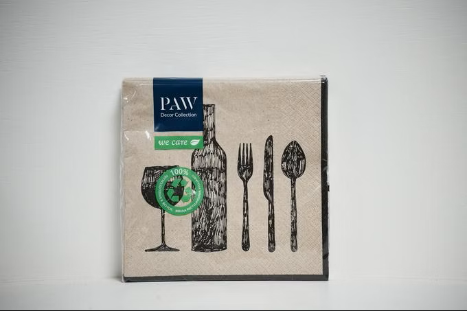 Servietten Recycled Natur Besteck Wein Schwarz Rand Deko 20er Pack1