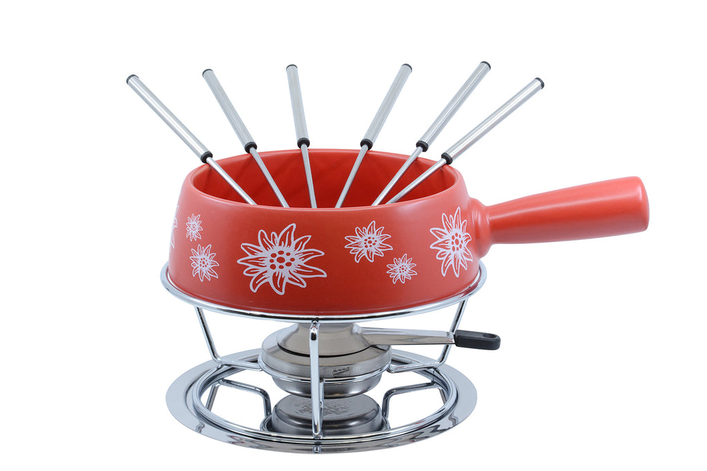 KADASTAR Käsefondue-Set Medium "Edelweiss Rot", 9-teilig