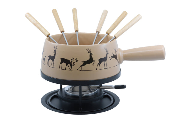 KADASTAR Käsefondue-Set Regular "Hirsch Beige" 9-teilig