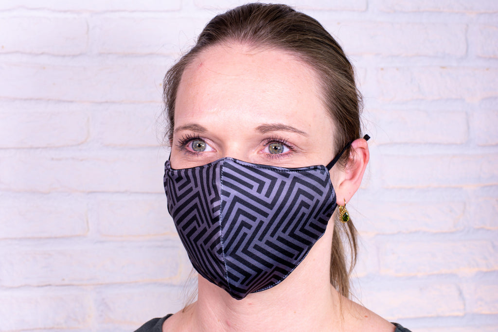 Hygienemaske Community Maske “Comfort Mask”, Labyrinth, schwarz