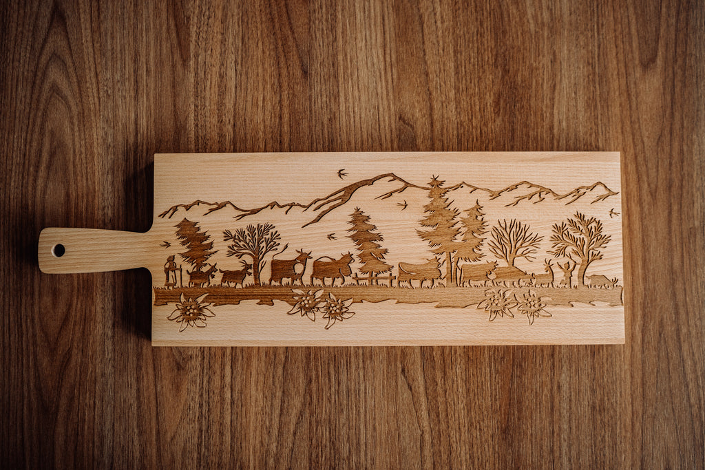 KADASTAR Holzbrett “Alpabzug" Buche, 60 x 20 x 2 cm