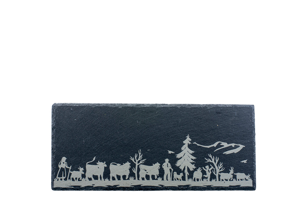 KADASTAR Schieferplatte “Alpaufzug Familie”, 33 x 14 cm