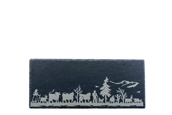 KADASTAR Schieferplatte “Alpaufzug Familie”, 33 x 14 cm