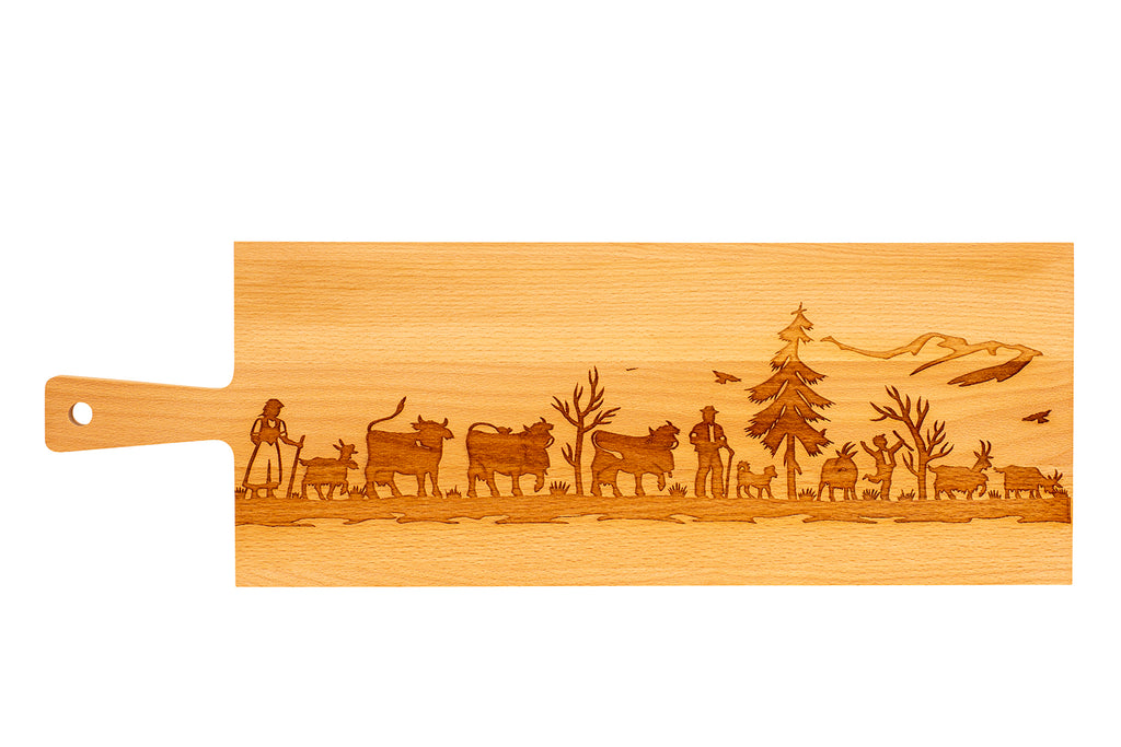 KADASTAR Holzbrett “Alpabzug Familie”, Buche, 60 x 20 x 2 cm