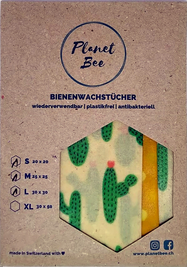 Planet Bee Bio Bienenwachstücher im 3er-Set "Cactus"