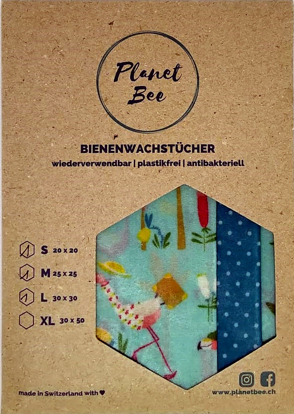 Planet Bee Bio Bienenwachstücher im 3er-Set "Flamingo"