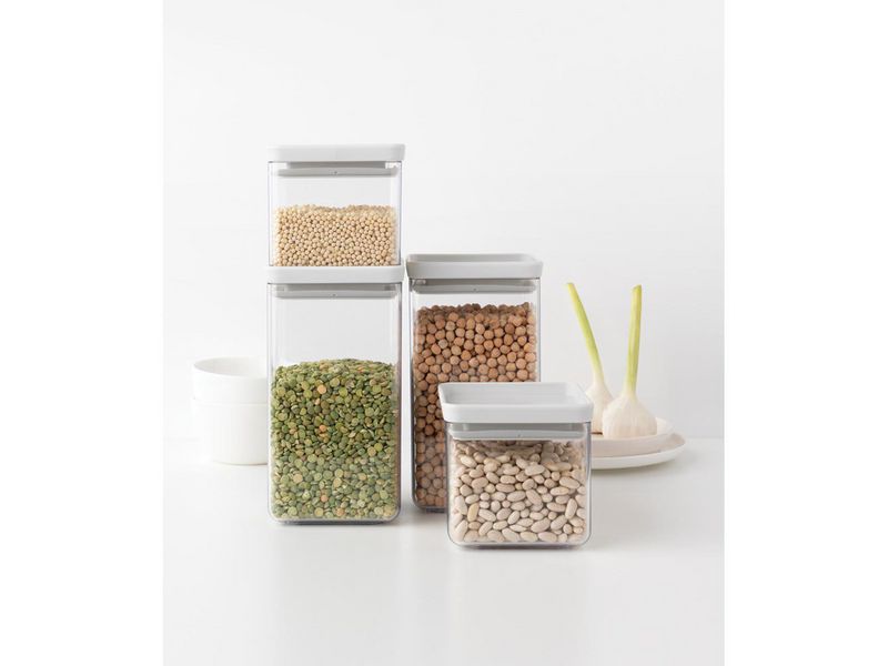 Brabantia Vorratsdose TASTY+ 4er-Set Vorratsdose eckig, Light Grey